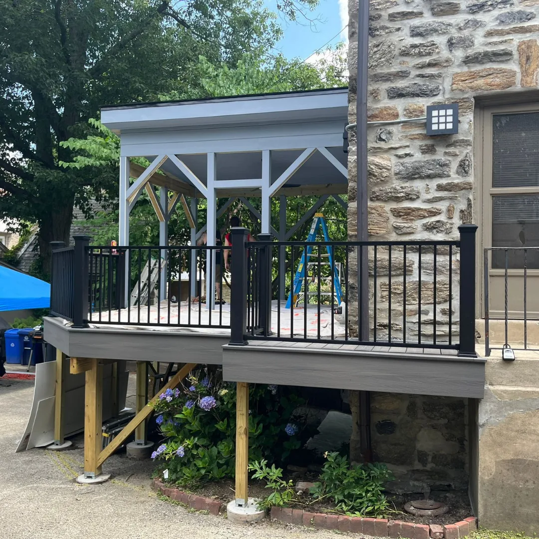 New deck and pergola construction underway
