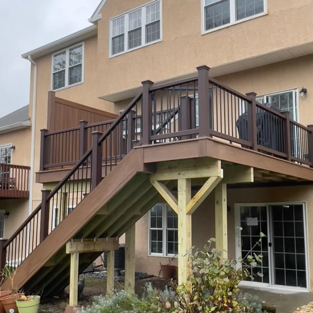 Custom composite deck built by Reborn General Construction in Bucks County, Pennsylvania